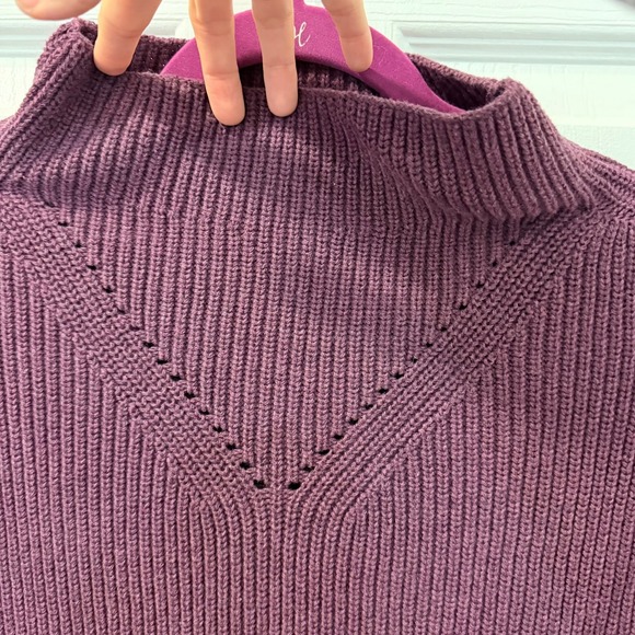 Pact Organic Cotton Size S Women's Fisherman Knit Tunic Sweater Mock Neck Purple - Picture 3 of 13